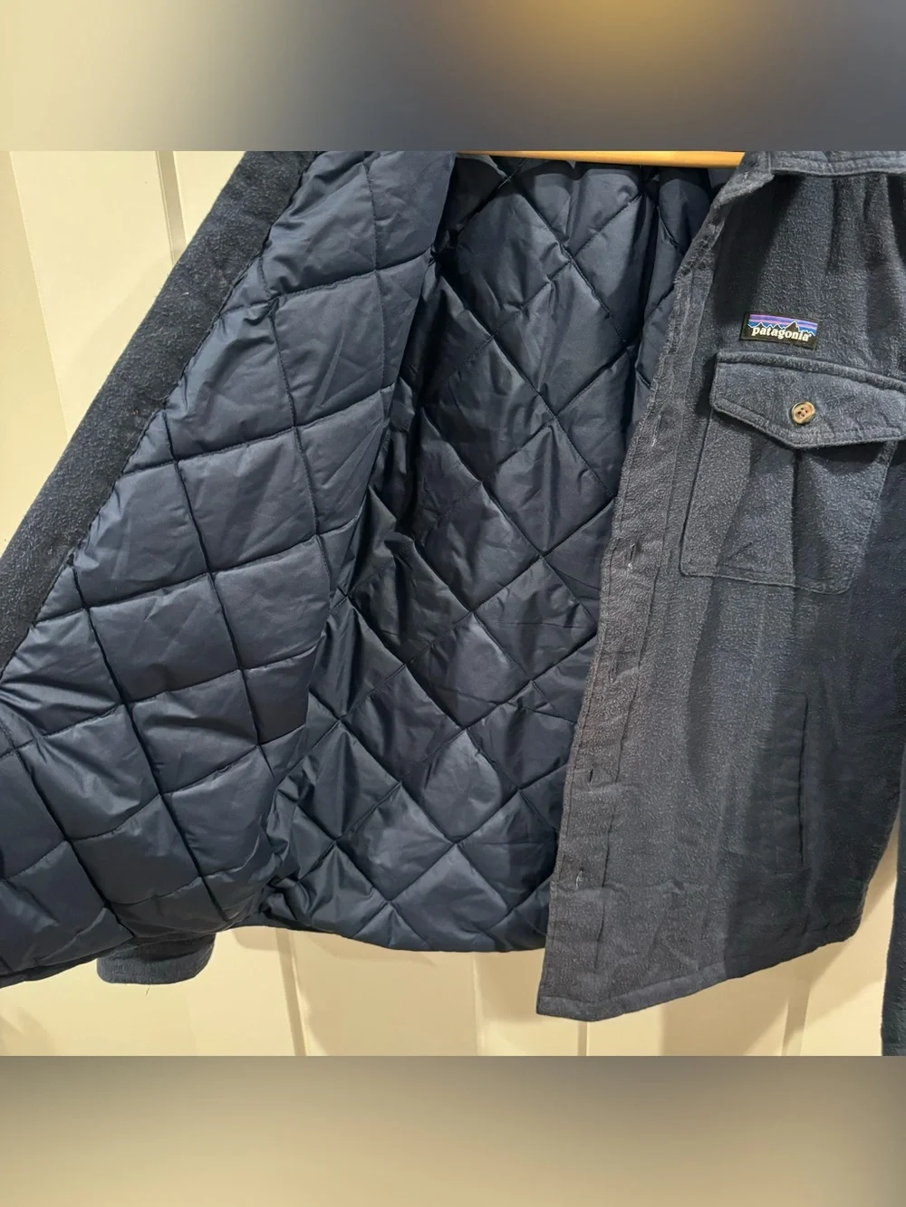 Patagonia Men Insulated Fjord Flannel Shirt Jacket Navy Sz Small